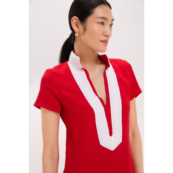 SAIL TO SABLE Exclusive Red and White Short Sleeve Classic Maxi Tunic Size L NWT - Picture 4 of 7